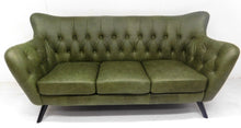 Afbeelding in Gallery-weergave laden, Retro 3 zits bank Romance 3 groen vintage leer