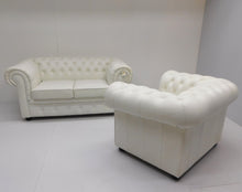 Afbeelding in Gallery-weergave laden, Chesterfield bankstel COMFORT 2+1 zits leder Pure White