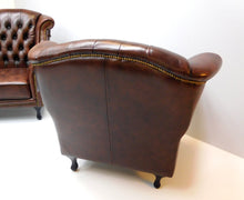 Afbeelding in Gallery-weergave laden, Chesterfield Queen Anne bankstel 3-1-1 zits CROWN antiek bruin leer