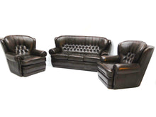 Afbeelding in Gallery-weergave laden, Chesterfield klassiek bankstel NEW CASTLE 3+1+1 zits leder Brown