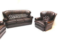 Afbeelding in Gallery-weergave laden, Chesterfield klassiek bankstel NEW CASTLE 3+1+1 zits leder Brown
