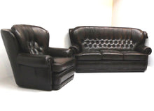 Afbeelding in Gallery-weergave laden, Chesterfield klassiek bankstel NEW CASTLE 3+1+1 zits leder Brown