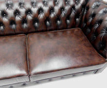 Afbeelding in Gallery-weergave laden, Chesterfield hoekbank "SPRINGFIELD" - 3 hoek 2 zits - Handwish leder Brown