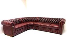 Afbeelding in Gallery-weergave laden, Chesterfield hoekbank "SPRINGFIELD" - 2 hoek 3 zits - Leder Burgundy (Bordo Rood)