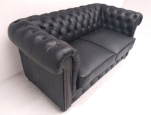 Afbeelding in Gallery-weergave laden, Chesterfield bank - "SPRINGFIELD"- 2 zits - Rundleder zwart (mat)