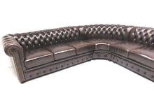 Afbeelding in Gallery-weergave laden, Chesterfield hoekbank "SPRINGFIELD" - 3 hoek 2 zits - Handwish leder Brown
