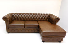 Afbeelding in Gallery-weergave laden, Chesterfield bank SPRINGFIELD - Vintage leer brown - LONGCHAIR rechts
