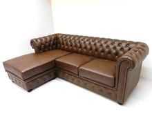 Afbeelding in Gallery-weergave laden, Chesterfield bank SPRINGFIELD - Vintage leer brown - LONGCHAIR links