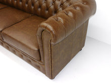 Afbeelding in Gallery-weergave laden, Chesterfield bank SPRINGFIELD - Vintage leer brown - LONGCHAIR links