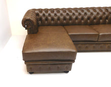 Afbeelding in Gallery-weergave laden, Chesterfield bank SPRINGFIELD - Vintage leer brown - LONGCHAIR links