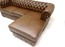 Afbeelding in Gallery-weergave laden, Chesterfield bank SPRINGFIELD - Vintage leer brown - LONGCHAIR rechts