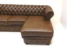 Afbeelding in Gallery-weergave laden, Chesterfield bank SPRINGFIELD - Vintage leer brown - LONGCHAIR rechts