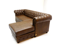 Afbeelding in Gallery-weergave laden, Chesterfield bank SPRINGFIELD - Vintage leer brown - LONGCHAIR rechts