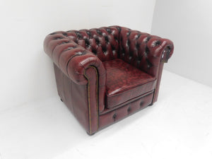 Chesterfield fauteuil "Springfield" - Antiek Leder Burgundy (Bordo rood)