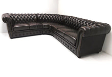 Afbeelding in Gallery-weergave laden, Chesterfield hoekbank "SPRINGFIELD" - 2 hoek 3 zits - Handwish leder Brown