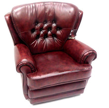 Afbeelding in Gallery-weergave laden, Chesterfield Relaxfauteuil "STING" hand verstelbaar Handwish leder Burgundy (Bordo rood)