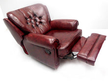Afbeelding in Gallery-weergave laden, Chesterfield Relaxfauteuil "STING" hand verstelbaar Handwish leder Burgundy (Bordo rood)