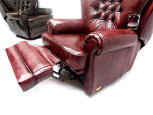 Afbeelding in Gallery-weergave laden, Chesterfield Relaxfauteuil "STING" hand verstelbaar Handwish leder Burgundy (Bordo rood)