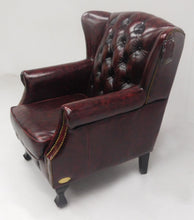 Afbeelding in Gallery-weergave laden, Chesterfield Wingchair &quot;Aberdeen&quot; - Handwish leder Burgundy
