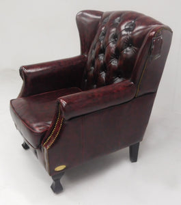 Chesterfield Wingchair "Aberdeen" - Handwish leder Burgundy