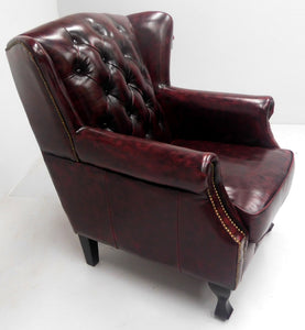 Chesterfield Wingchair "Aberdeen" - Handwish leder Burgundy