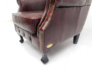 Chesterfield Wingchair "Aberdeen" - Handwish leder Burgundy