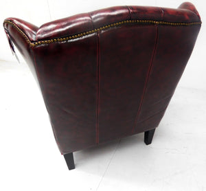 Chesterfield Wingchair "Aberdeen" - Handwish leder Burgundy