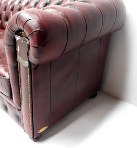 Chesterfield fauteuil "Springfield" - Antiek Leder Burgundy (Bordo rood)